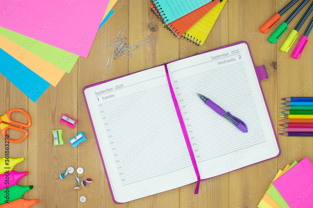 Back To School. Appointment Book/Diary And School Supplies. Back To School. Appointment Book/Diary And School Supplies.