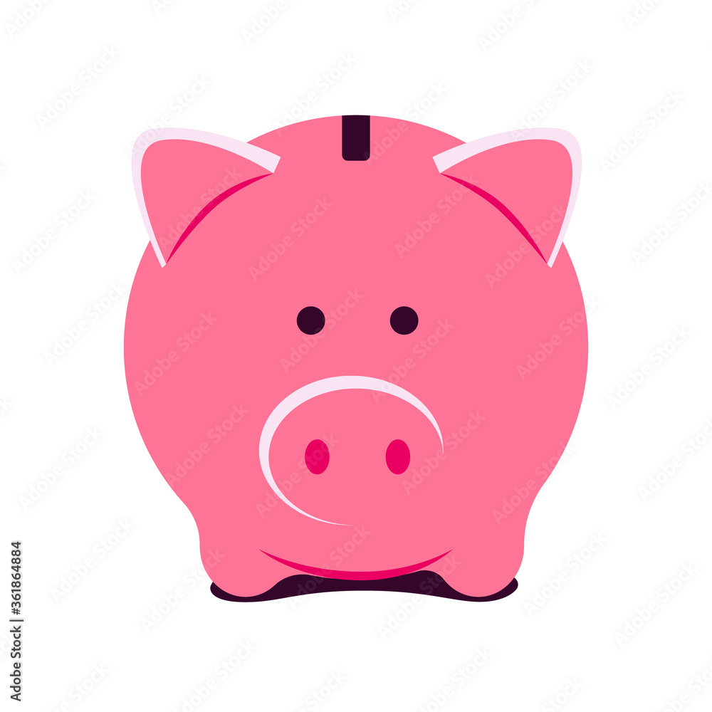 Pink ceramic piggy bank, money box for savings. Vector illustration isolated on a white background. Pink ceramic piggy bank, money box for savings. Vector illustration isolated on a white background.