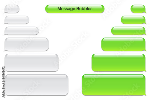 Blank vector message bubbles. Chat or messenger speech bubble. SMS text frame. Short message sending.