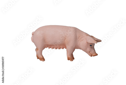 Plastic pig toy figure - isolated