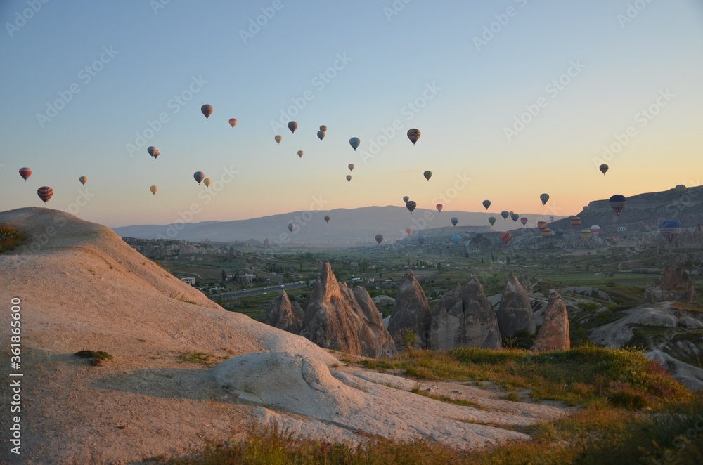 fairy chimneys abstract cappadocia balloons kapadokya hot-air baloon