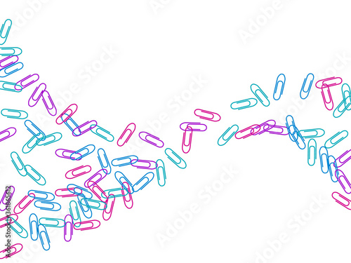 Stationary paperclips isolated on white background