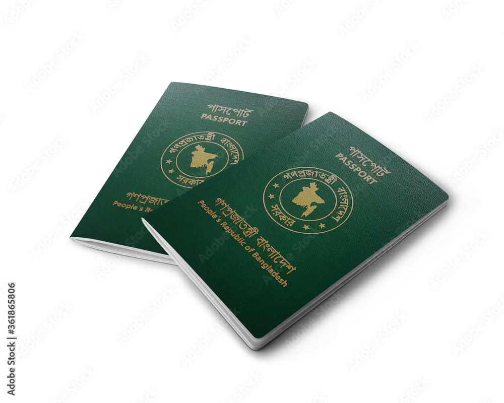 Bangladesh passport isolated on white background Bangladesh passport isolated on white background