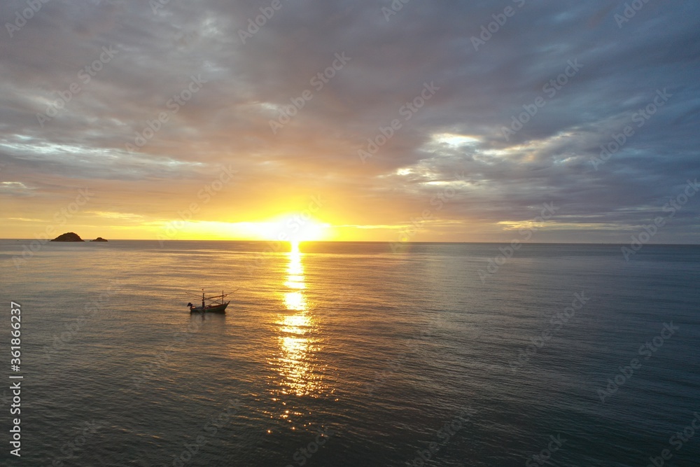 Beautiful sunrise along the coast in Hua Hin Thailand