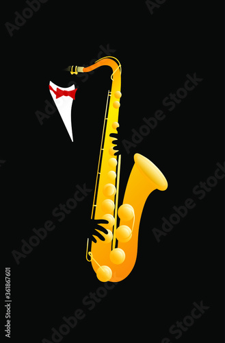 Jazz saxophone player. Abstract vector illustration for jazz poster. EPS 10 format.