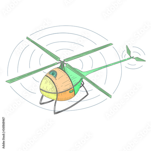 Drone with Single Rotor Made in Hand Drawn Style