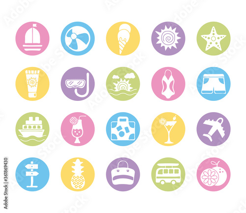 bundle of summer vacations set icons