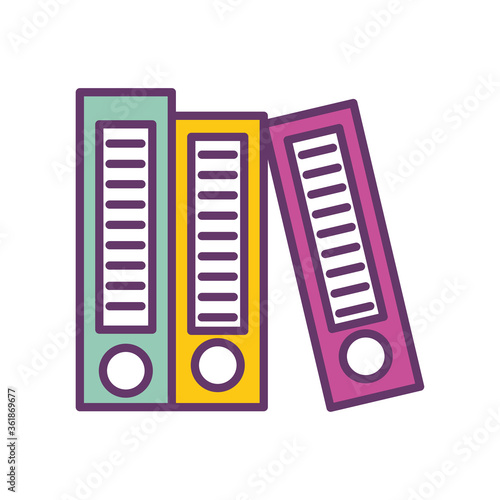 Files line and fill style icon design, Document data archive storage organize business office and information theme Vector illustration