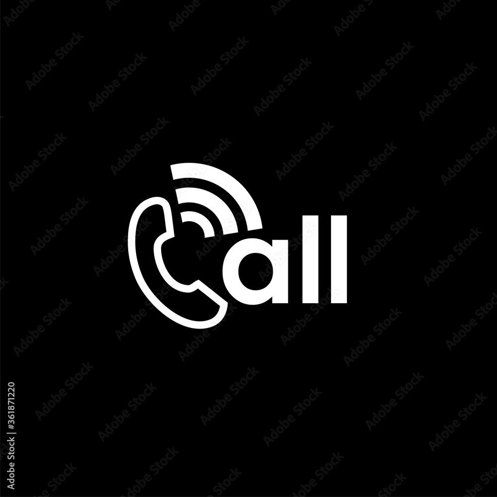 Call logo design isolated on black background