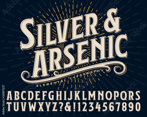 Silver and Arsenic Font is an Old Style Display Alphabet; This Vintage Lettering Style Would Work Well for Handcrafted Artisanal Logos or Branding Designs