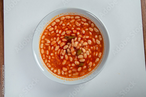 Turkish Dry Beans Meal on wooden background.