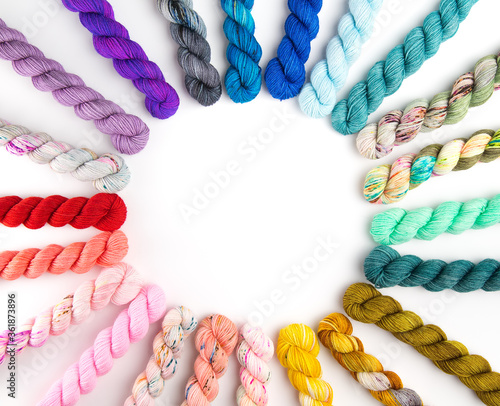 Rainbow circle of twisted yarn