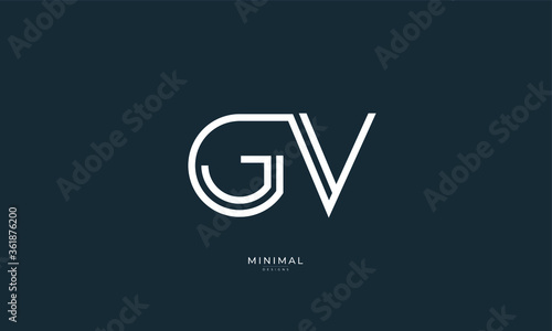 Alphabet letter icon logo GV