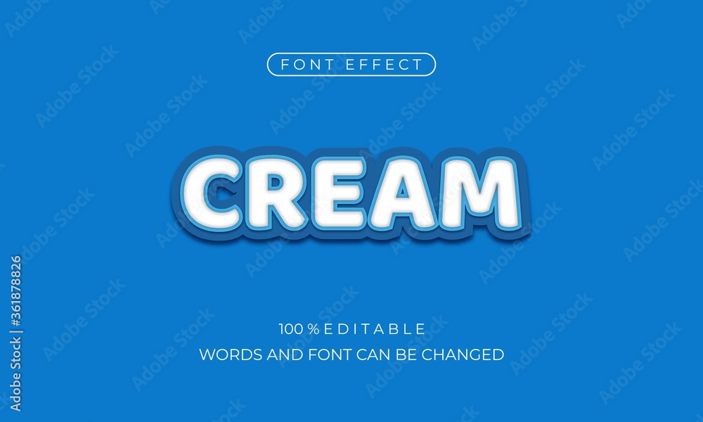 Cream live text effect vector design