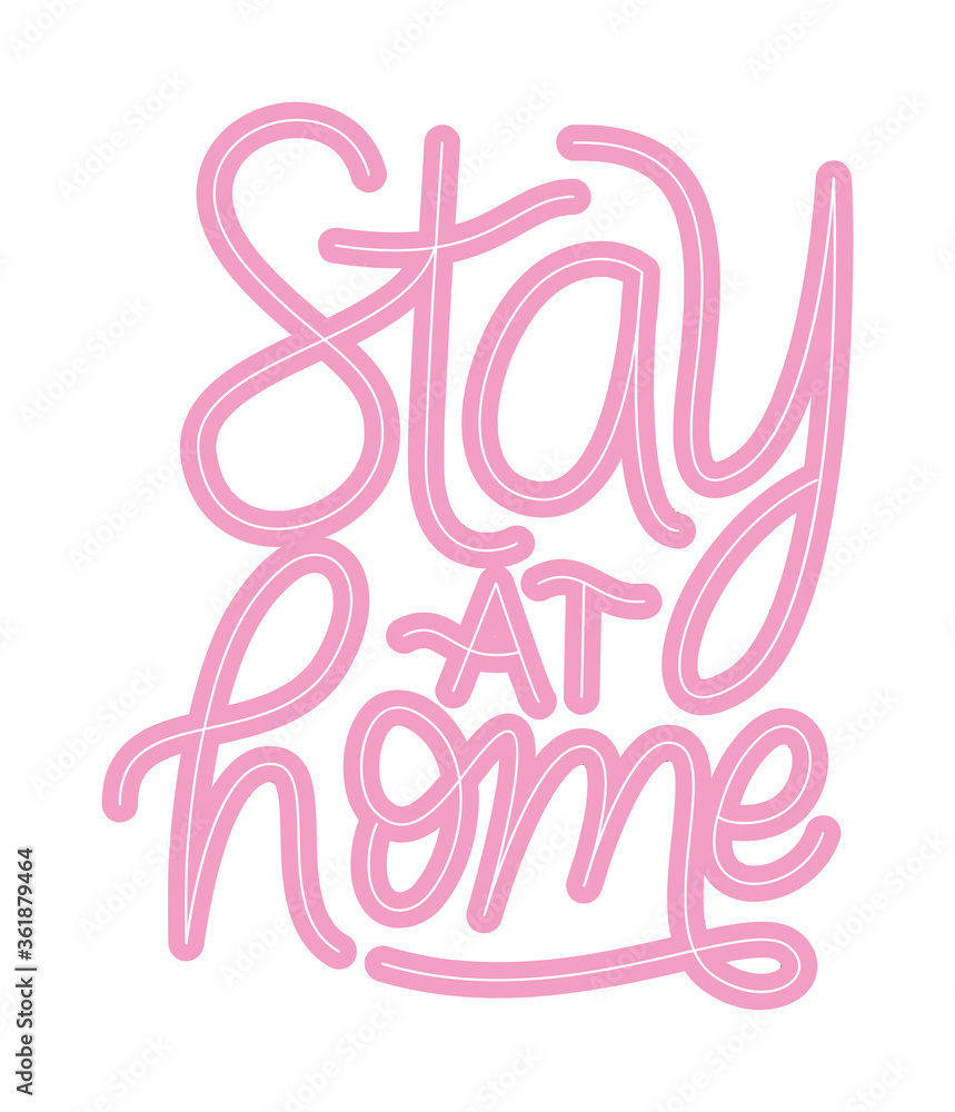 Stay at home text design of Happiness positivity and covid 19 virus theme Vector illustration