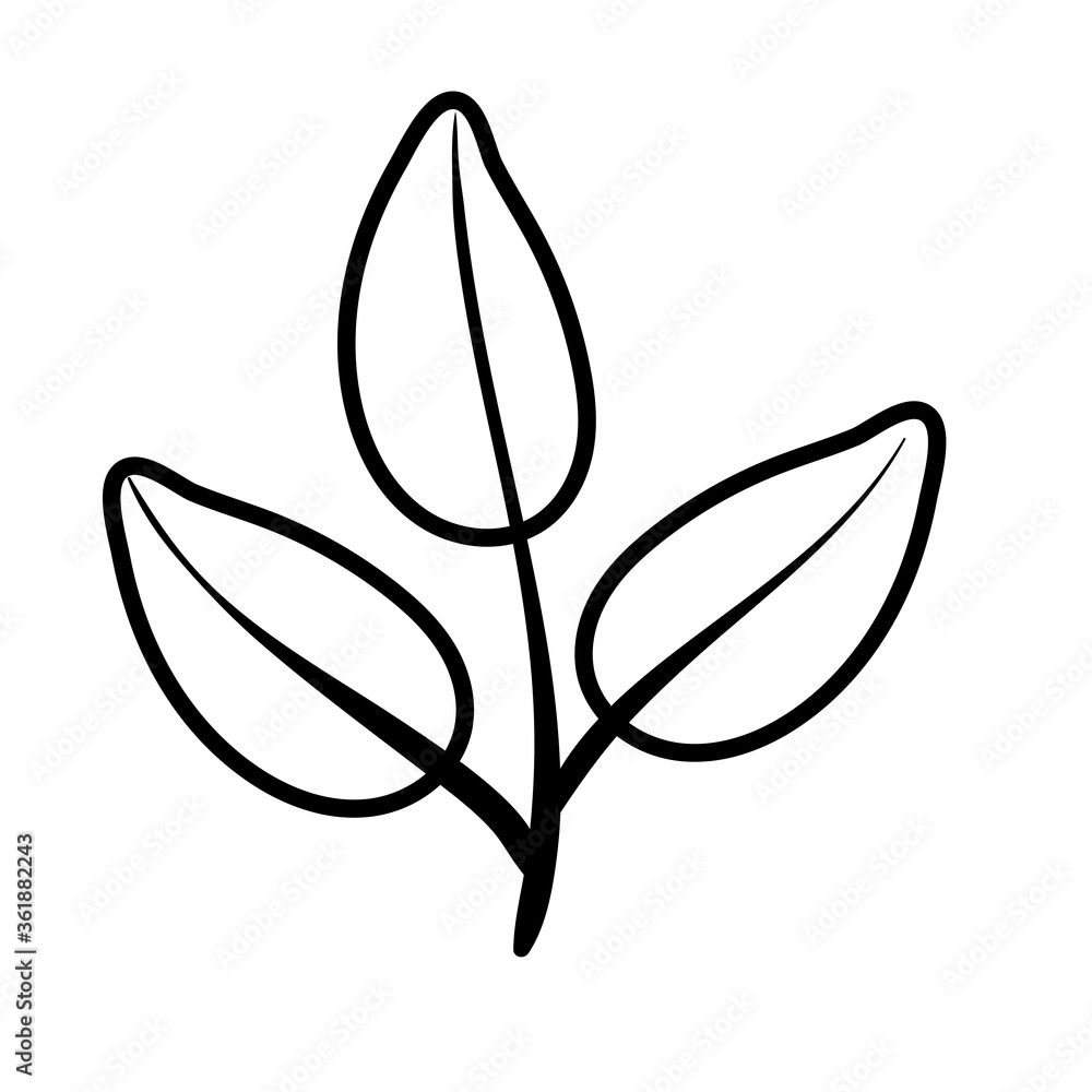 branch with leafs line style icon branch with leafs line style icon