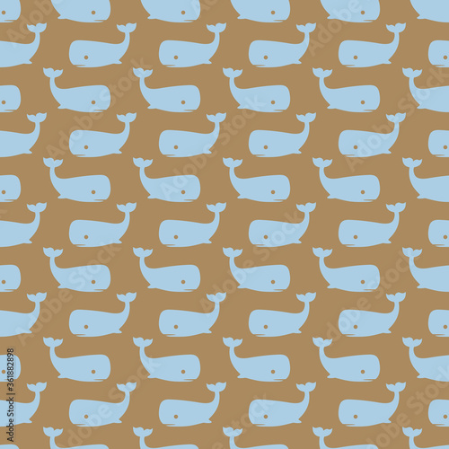 Simple whale pattern seamless repeat background