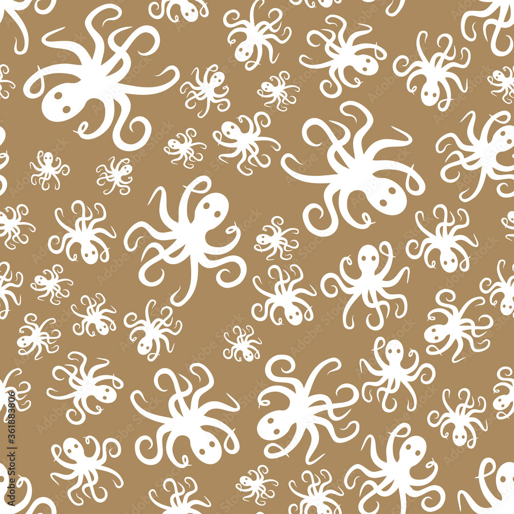 Fototapeta premium Random simple octopus pattern seamless repeat background