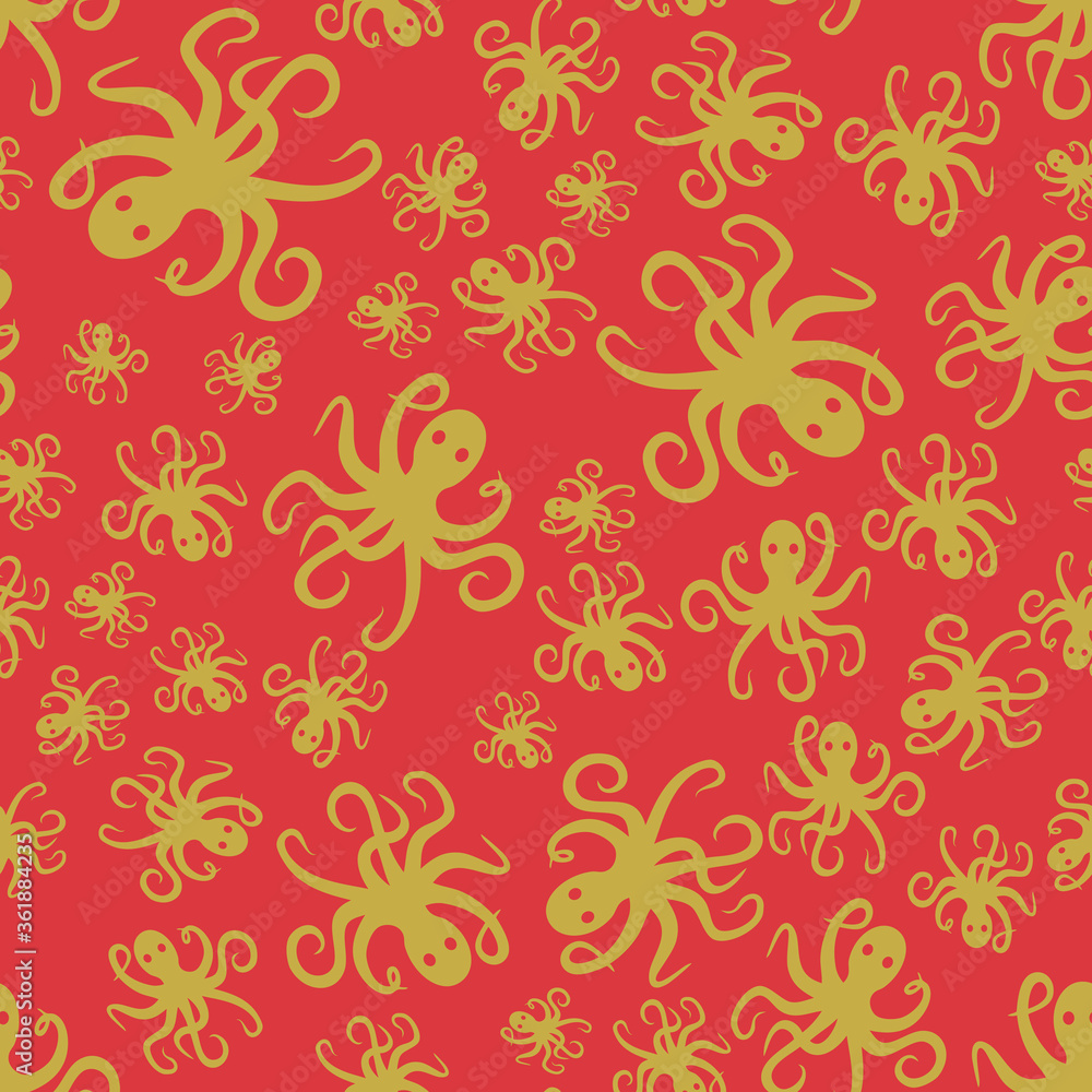 Random simple octopus pattern seamless repeat background Random simple octopus pattern seamless repeat background