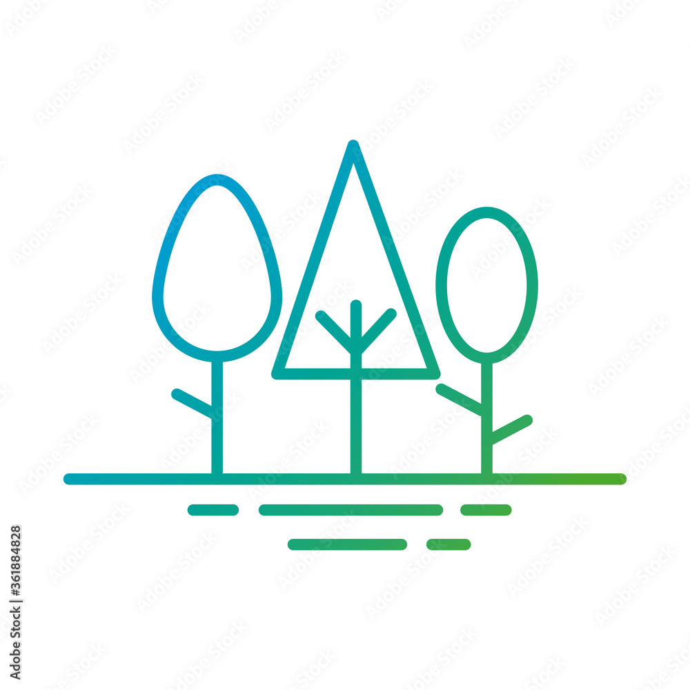 forest trees plants gradient style icons forest trees plants gradient style icons