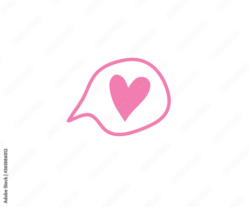 Heart in speech bubble icon. Vector illustration Heart in speech bubble icon. Vector illustration