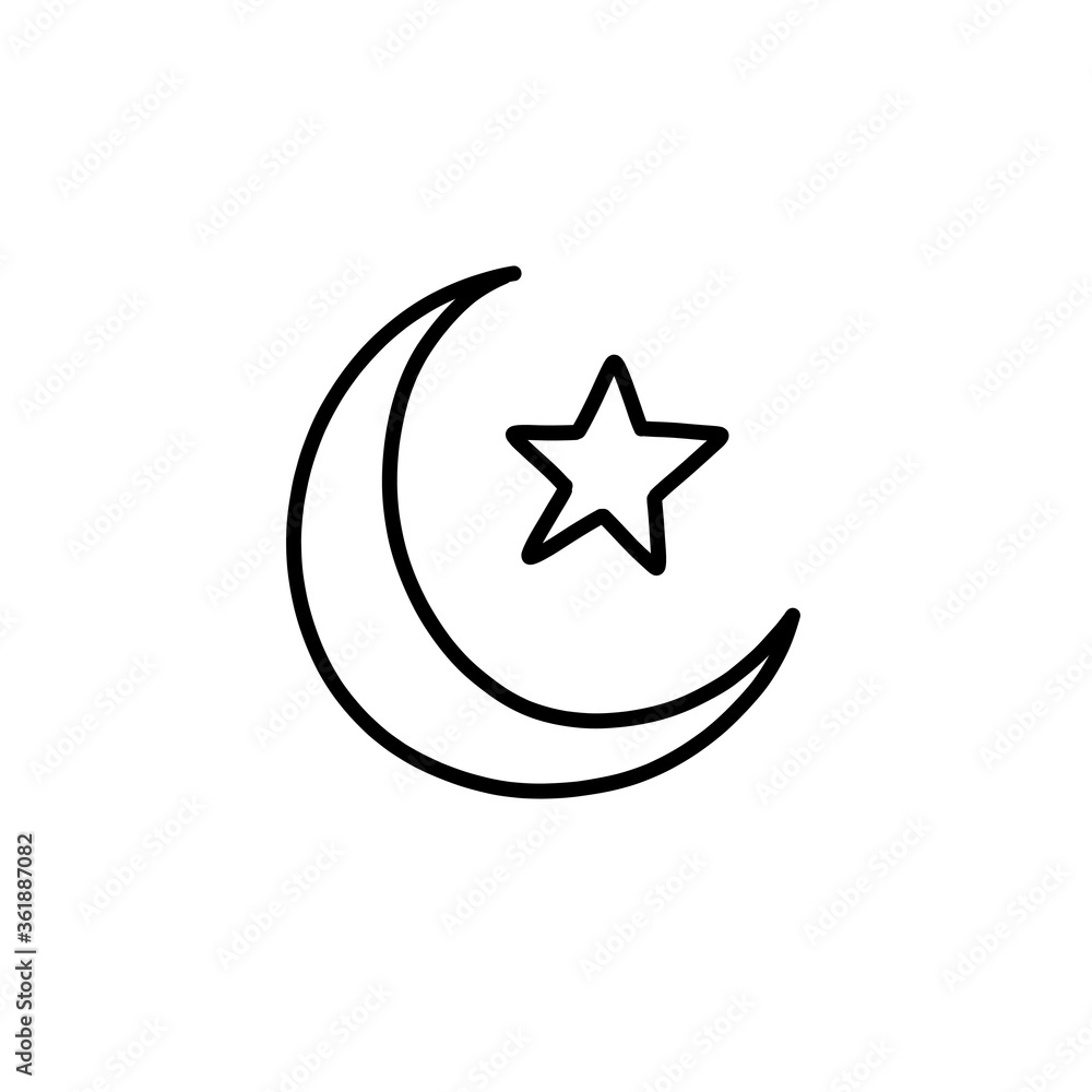 symbol of islam doodle icon, vector line illustration symbol of islam doodle icon, vector line illustration