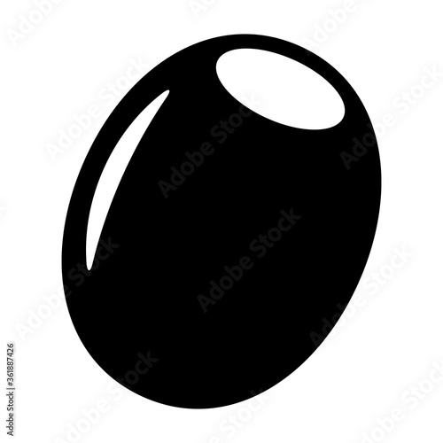 Black olive fruit flat vector icon for food apps and websites