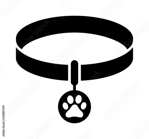 Pet collar or dog collar with tag flat vector icon for apps and websites
