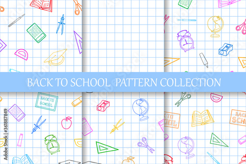 seamless pattern with school supplies