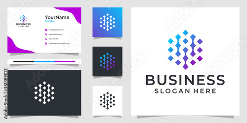 Illustration vector graphics of abstract technology logo and business card design. Good for branding, ads, business, and personal use