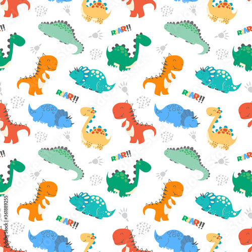 Kids baby pattern with cute dinosaurs concept