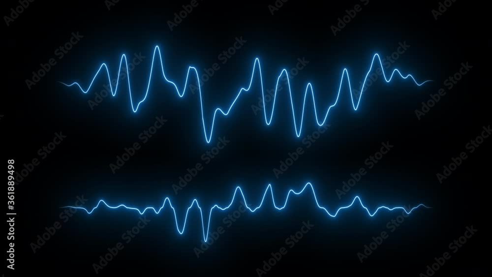 Sound wave line signal. Waveform audio spectrum. FUI, HUD element. Seamless loop Sound wave line signal. Waveform audio spectrum. FUI, HUD element. Seamless loop
