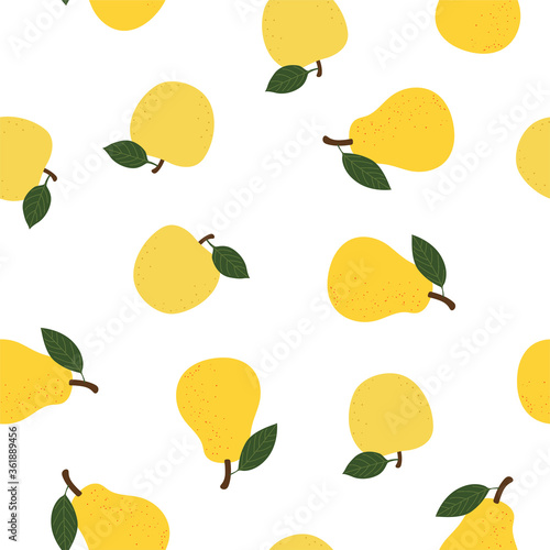 Apple and Pear. Seamless Vector Patterns