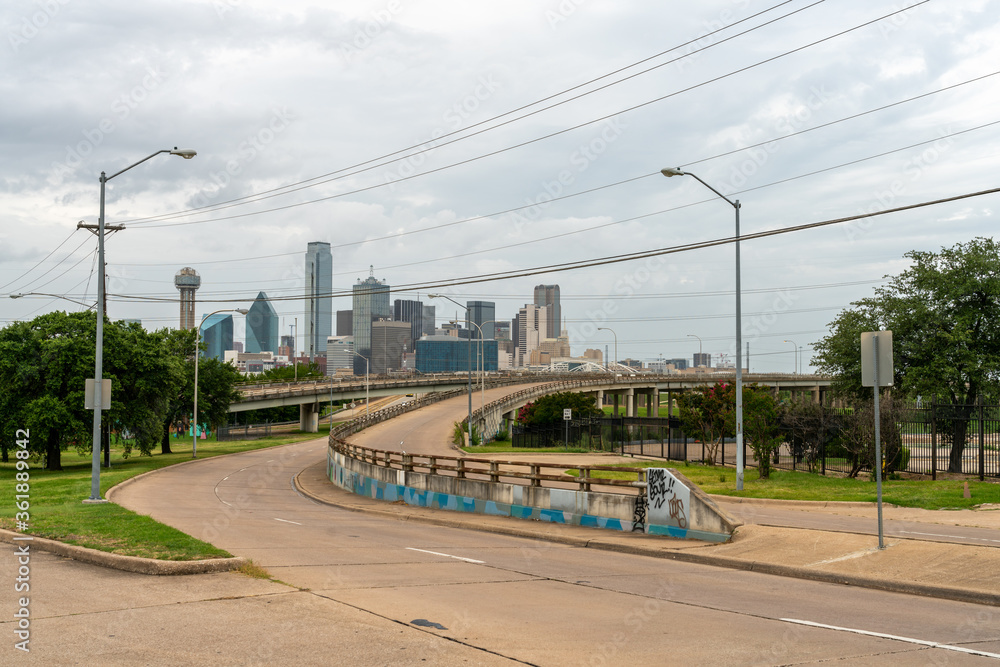 View of Empty Highways Leading to Downtown Dallas