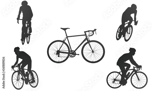 自転車 オートバイ 孤立した スポーツ 白 サイクリング サイクル ホイール シルエット バイクに乗る人 自転車に乗る人 ペダル 黒 乗る 山 交通 エクササイズ 取り組み 人種 はやさ 運送 乗り物 ロードレース ロードレーサー ロードバイク セット