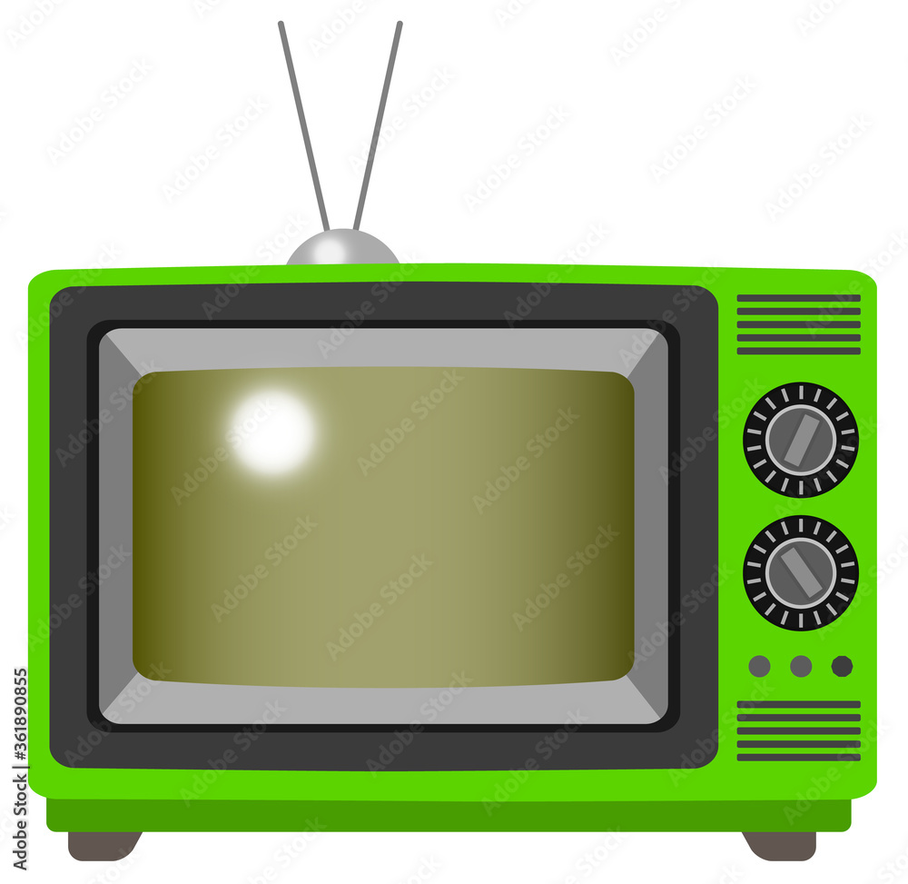 リアルでレトロな可愛いテレビのイラスト 緑 画面オフ Stock Vector Adobe Stock