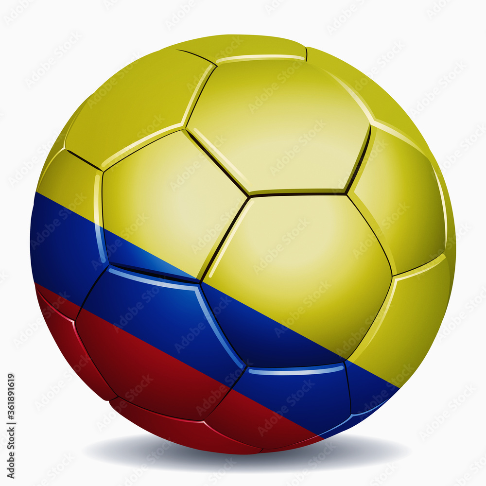 Colombia flag on soccer ball
