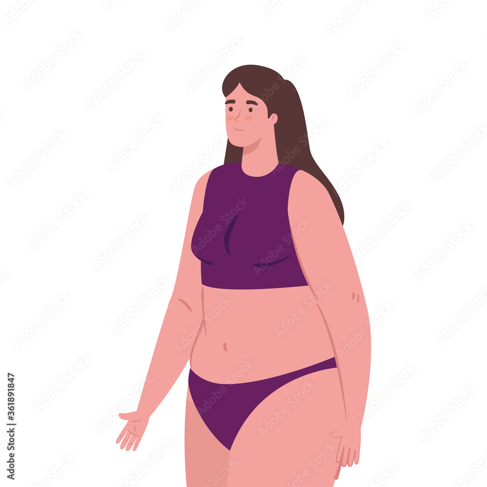 cute plump woman in swimsuit purple color on white background vector illustration design cute plump woman in swimsuit purple color on white background vector illustration design