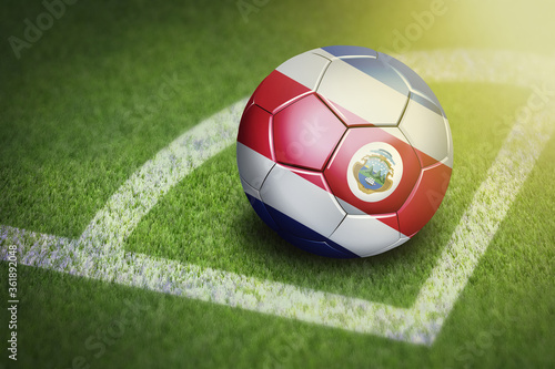Taking a corner with Costa Rica flag soccer ball