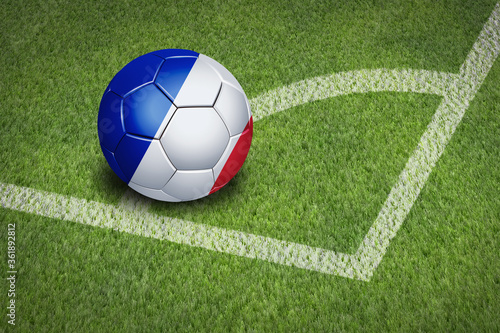 Taking a corner with France flag soccer ball