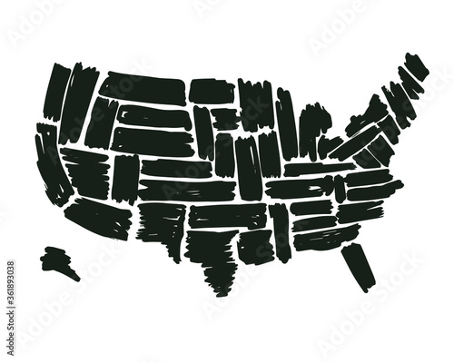 USA MAP WITH NAME OF COUNTRIES,UNITED STATES OF AMERICA MAP, US MAP flat illustration vector