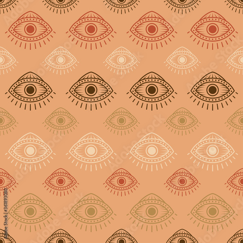 Seamless pattern with hand drawn eye, vector illustration