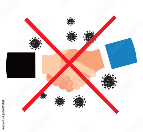 No handshake for virus prevention concept. Bacteria when shaking hands. vector illustration. covid 19