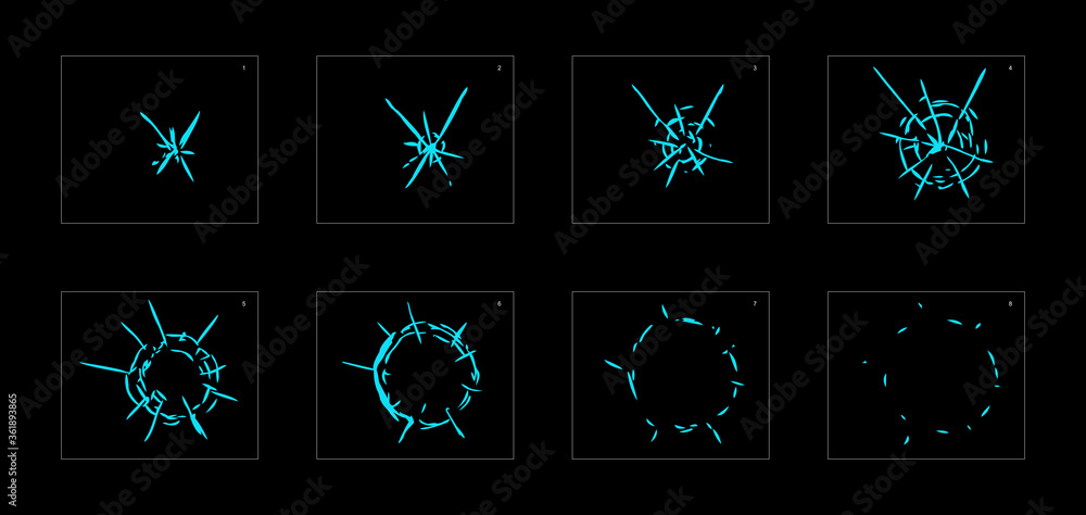 Shine water effect. Water explosion animation effect. Animation sprite ...