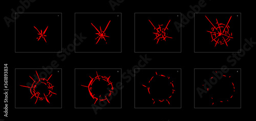 Shine fire effect. Fire explosion animation effect. Animation Sprite sheet for games, cartoon or animation. vector style animation effect 13076.