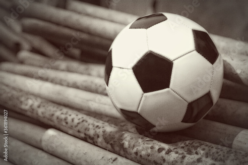 Selective focus on a soccer ball photo