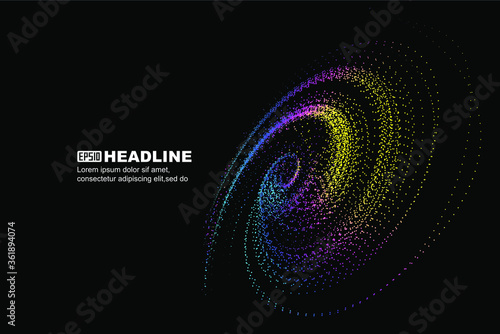 Colorful dynamic particle cosmic vortex abstract graphic texture background.