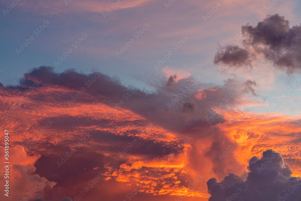 Sunset. Colorful Sky and Cloud, Beautiful nature sky soft cloud.