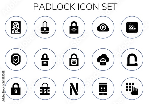 Modern Simple Set of padlock Vector filled Icons