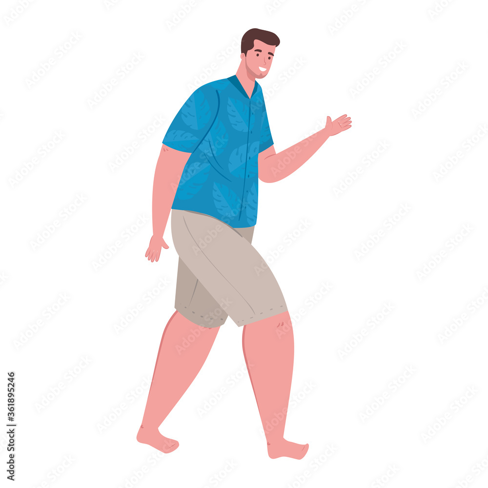 man wearing clothes by summer vacation season vector illustration design